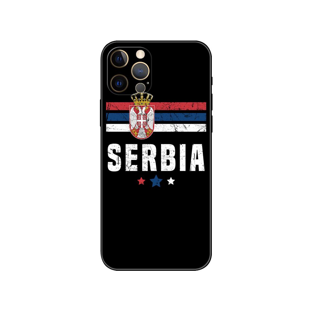 Serbia Flag Phone Case for Iphone 14 Se 6 6s 7 8 Plus X 10 XR XS 11 12 13 Mini Pro MAX Black Tpu Back Cover