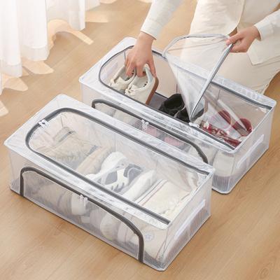 Transparent Storage Box with Double-Sided Openings Zipper Closure Waterproof PVC Shell Dustproof
