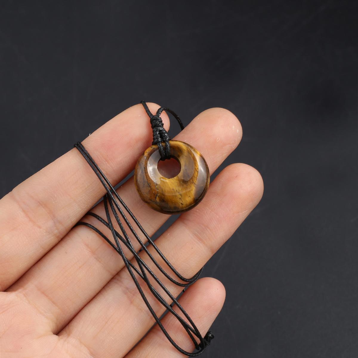 

1шт кристалл ожерелье кулон, круглый натуральный камень агат содалит нефрит аметист драгоценный камень кулон ожерелья для женщин мужчин ювелирные изделия подарки на день рождения 18 мм 1Pc-Tiger Eye Stone/18mm