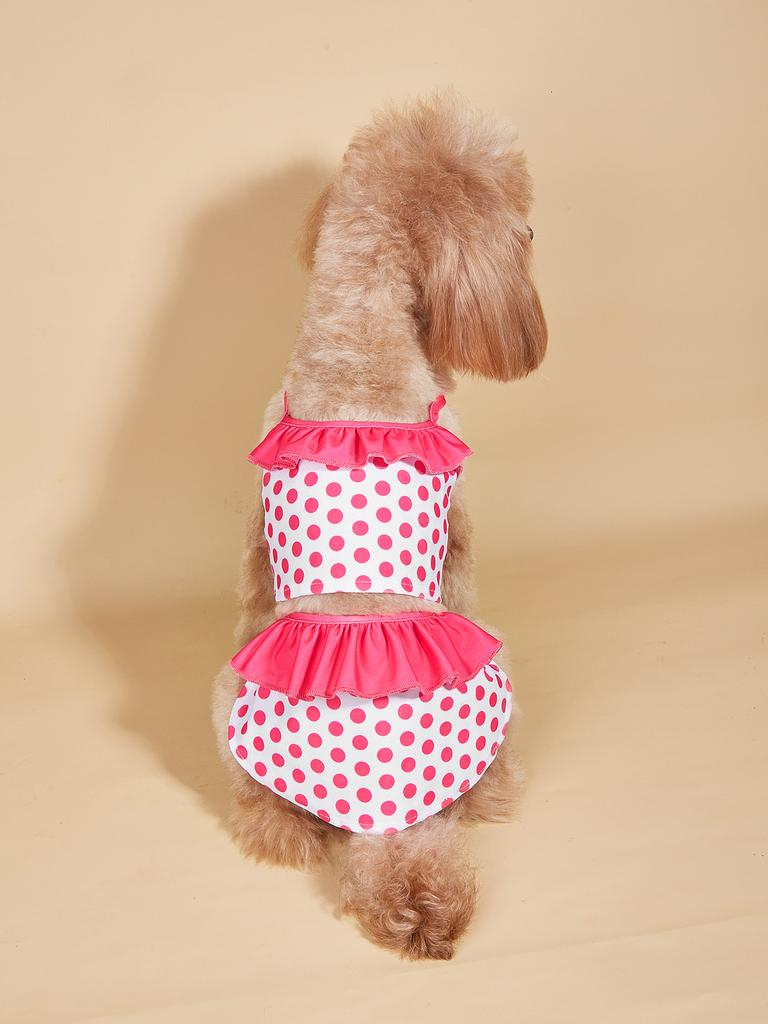 Dog Dress for Small Dogs Cool Costume Polka Dots Puppy with  Doggie Pet Clothes Swimwear Ruffle Apparel for Dogs Cats Spring Sum