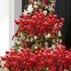 Red Christmas Artificial Berry Stems Xmas Tree Fake Flowers Ornaments DIY New Year Snow Wreath Crafts Berries Decoration
