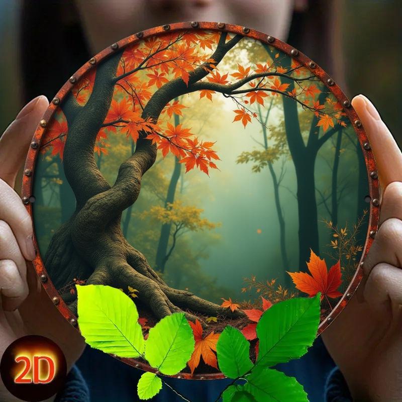2d Flat 20*20cm Wooden Forest Leaf Wooden Wall Art, Retro Style Home Decor, with Vibrant Autumn Leaf Design, Perfect for Porch, Living Room, Bedroom