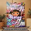 Custom Name Personalized Gabby's Dollhouse Print Blanket, Home Decor, Bedroom, Sofa, Camping, Couch, Gifts for Birthday Christmas