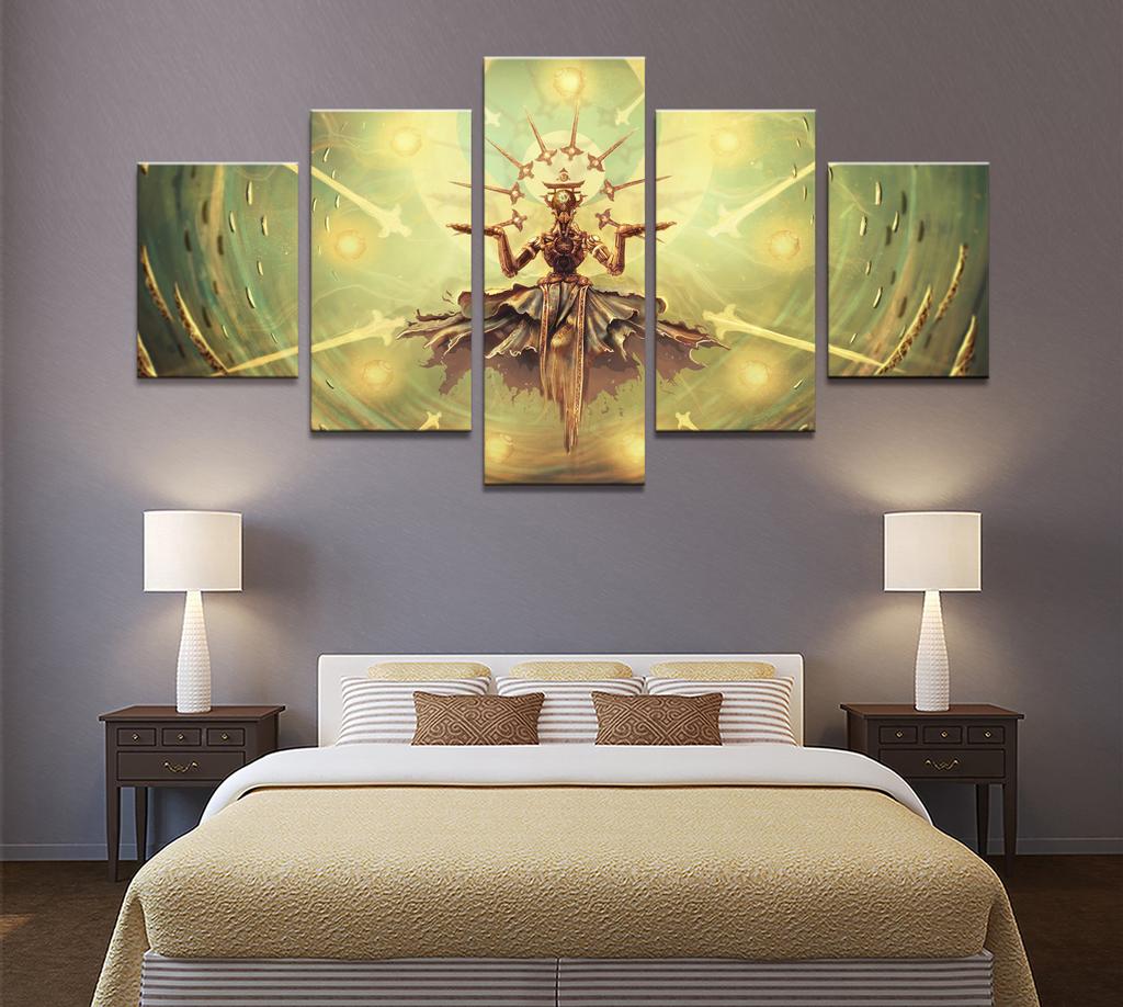 Home Decor Poster HD Pictures Prints Canvas 5 Piece Modular Zenyatta Overwatch Game Living Room Decorative Painting Framed No Frame