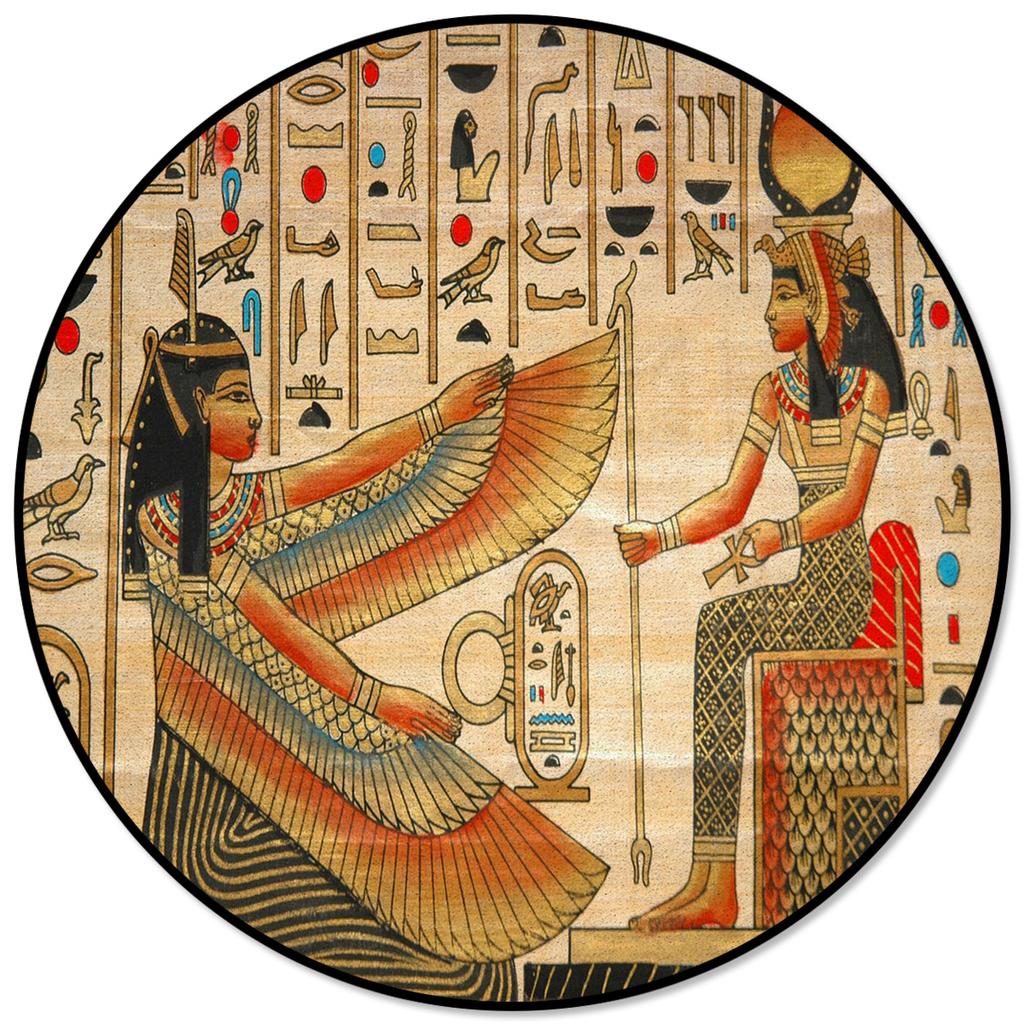 Living Room Bedroom Floor Mats Kids Room Area Rug Egyptian Character Desert Wall Vintage Print Round Rug