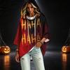 Women's Casual Halloween Print Three-Quarter Sleeve Hooded Pullover Top