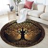 Golden Tree Round Area Rug,Carpet Rug for Living Room Bedroom Sofa Playroom Decor,Non-slip Floor Mat
