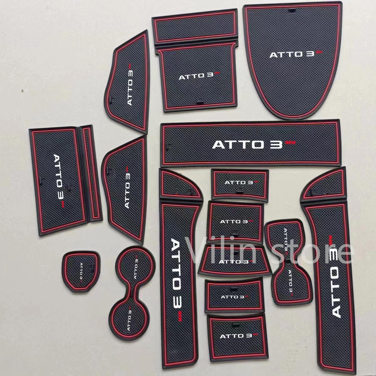 

Для BYD Atto 3 2022 2023 + противоскользящий коврик для ворот и чашки, нескользящий дверной коврик, держатель для чашки, внутренняя накладка чёрный