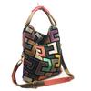 New Women's Bag, Color Blocked Leather Cowhide Shoulder Bag, Hand Stitched Graphic Shoulder Crossbody Bag, Women's Bag