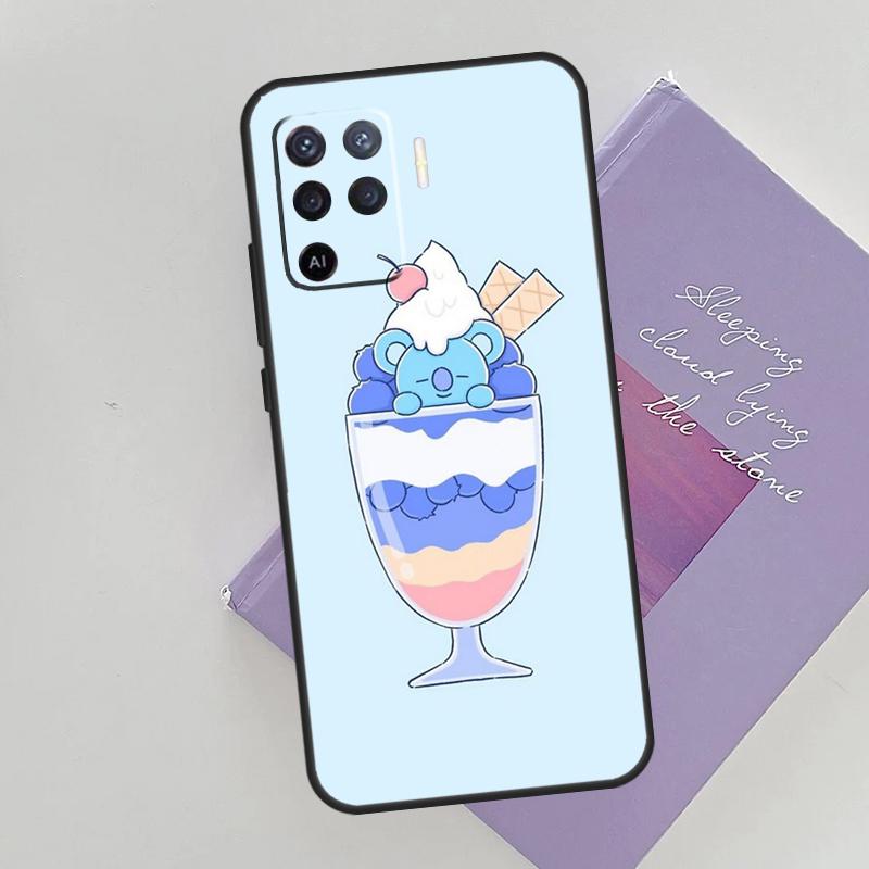 Cute Cartoon Koala Phone Case For Oppo A74 A53 A54 A94 A15 A16 A17 A52 A72 A76 A96 A57S A58 A78 A98 Back Cover