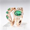 Emerald Two-piece Ring Set Hollow Floral Ring with Delicate Zircon Inlays, Featuring a Vintage Court-style Design