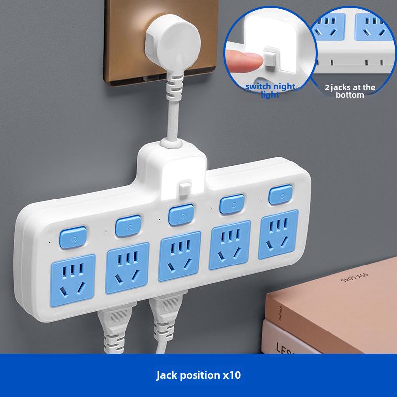 

Багатофункціональний USB-подовжувач із нічником із бездротовим мультиперемикачем і розетками перетворення «один-до-багатьох».