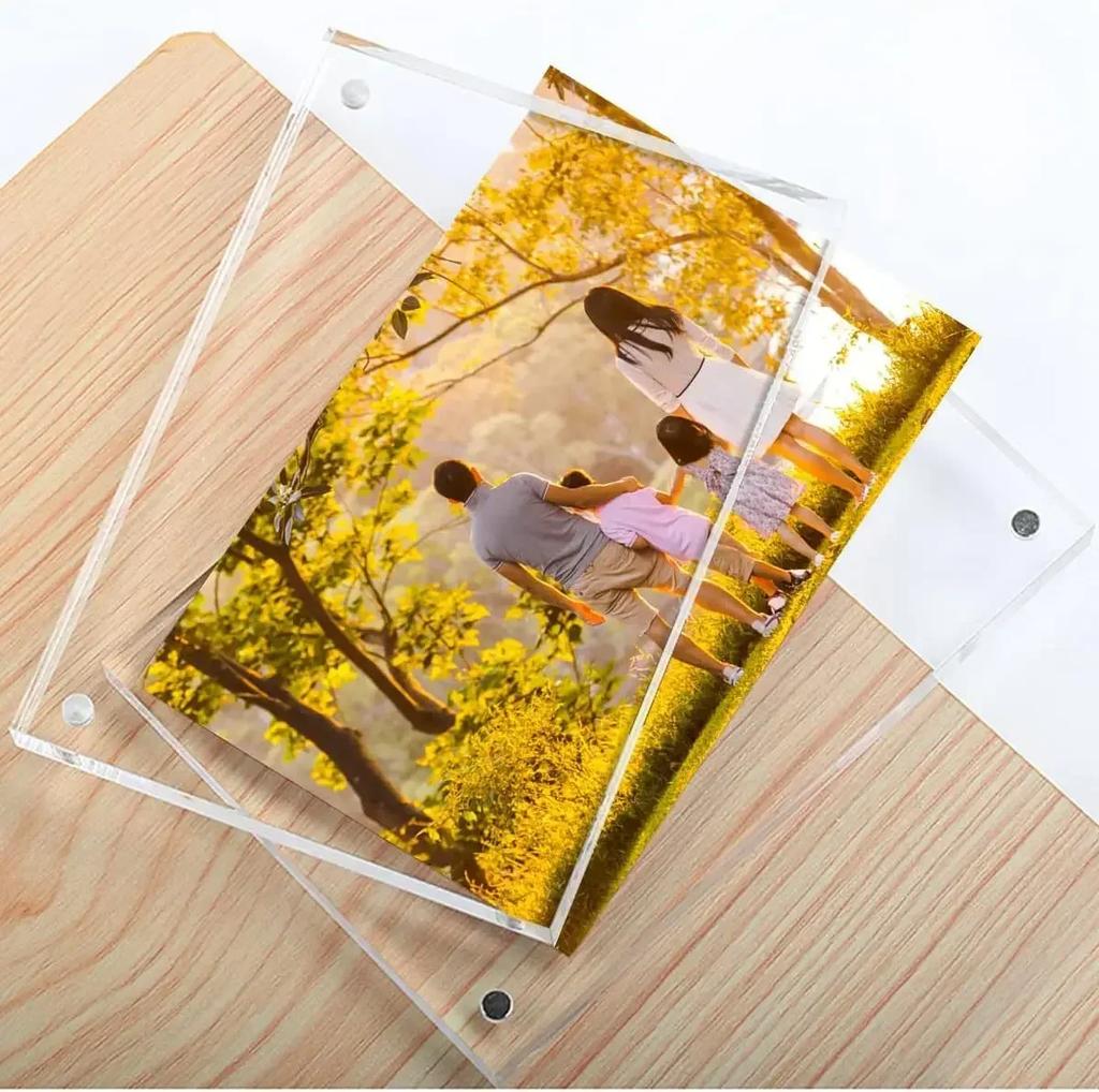 Magnetic Acrylic Picture Frame Transparent Poster Display Self Adhesive Magnetic Frame Desk Decor Thickness 10mm+10mm