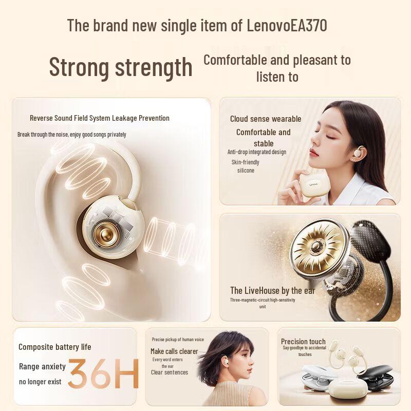 Lenovo EA370 Open-Ear Sport Bluetooth Ear-hook Headphones