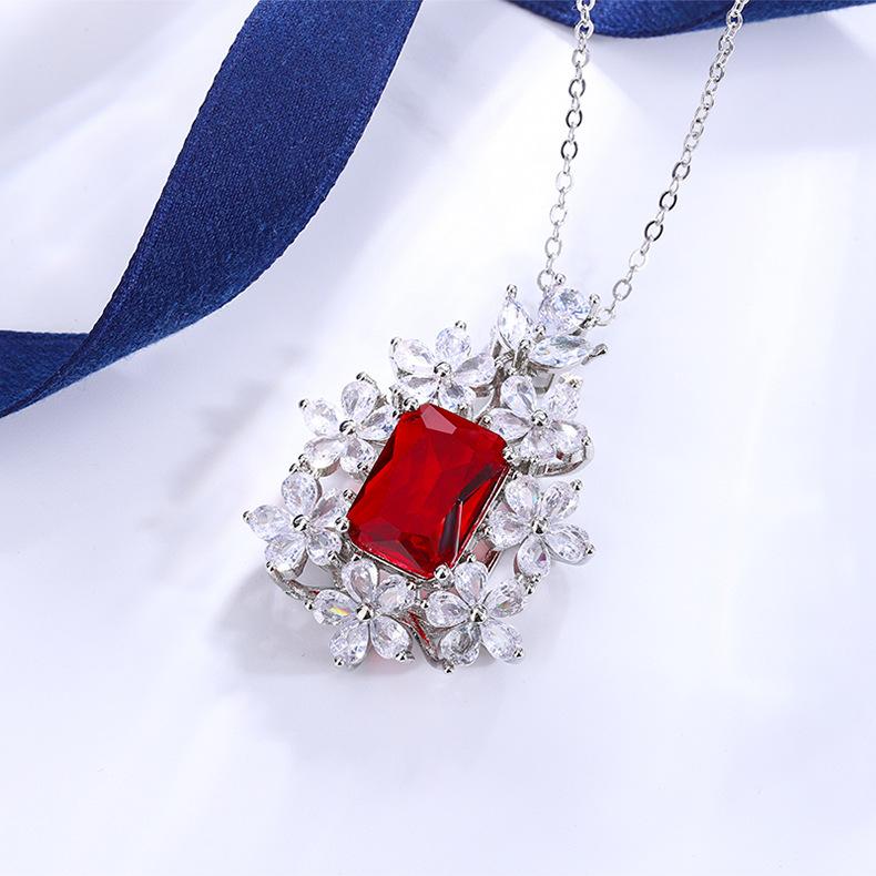 Fashion Brand Sterling Silver  Elegant Crystal Flower Pendant&necklaces for Women Delicate Zirconia  Choker Necklaces