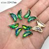 5pcs/lot Fashion Colorful Crystal Butterfly Pendant Glass Gradient Charms For Korean Women Necklace Choker Jewelry Accessories