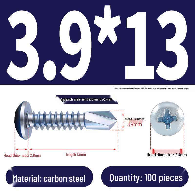 Stainless Steel 304 Phillips Round Head Self-Drilling & Tapping Screws, M3.9/M4.8/M5.5 Swallowtail Bolts