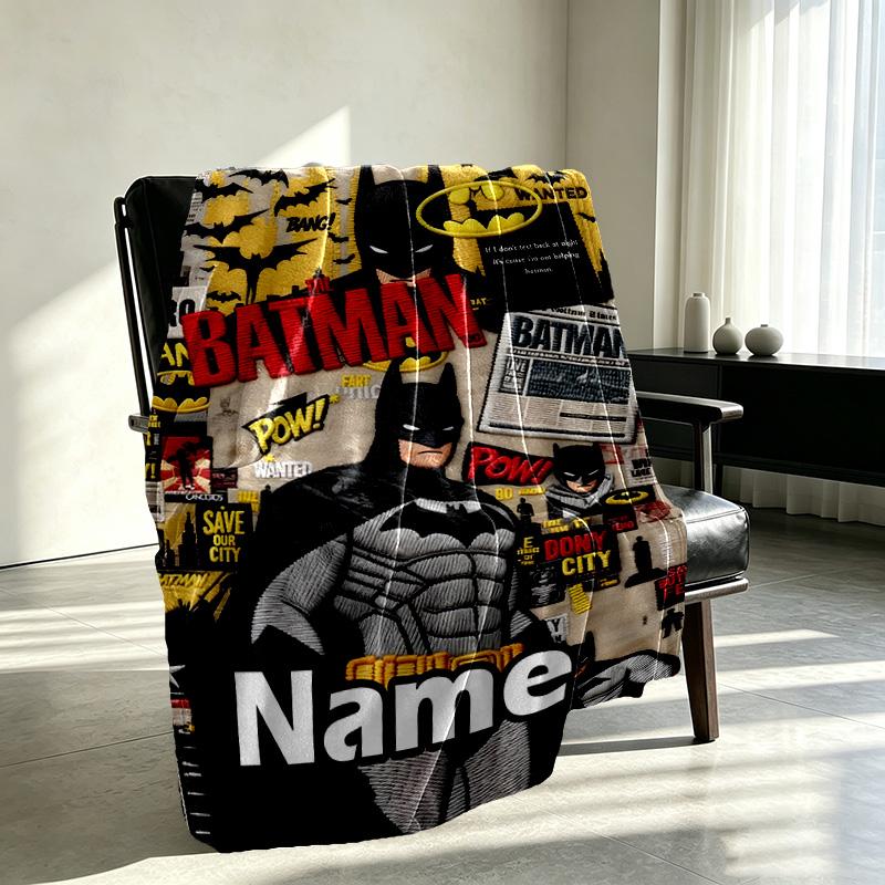 Custom Name Personalized Batman Print Blanket, Home Decor, Bedroom, Sofa, Camping, Couch, Gifts for Birthday Christmas