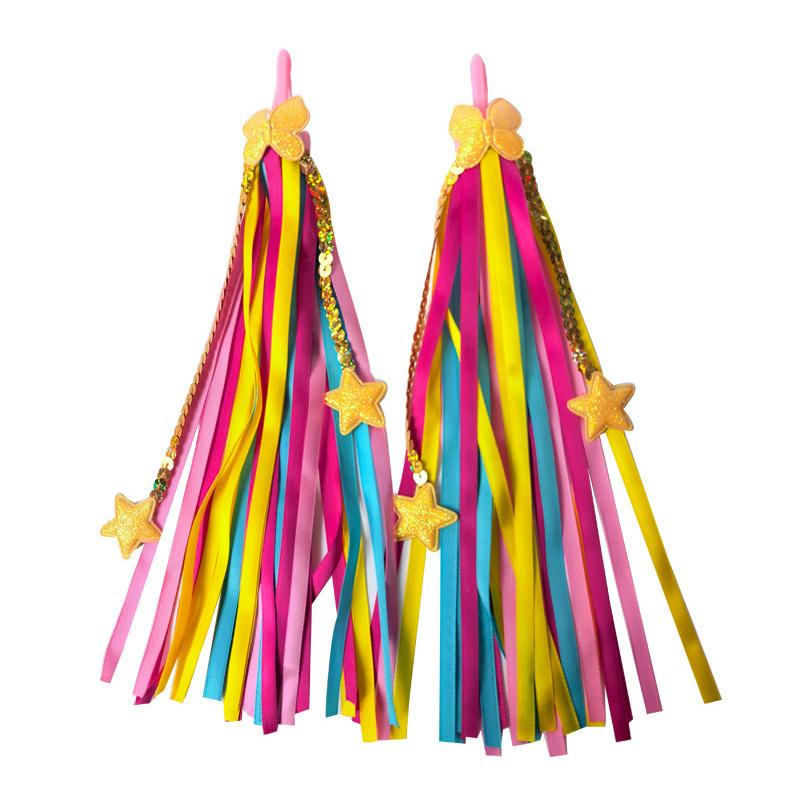 Kids Bike Handlebar Streamers Kids Scooter Handlebar Ribbons Streamers Handle Flowing Colorful Tassel Accessory For Kids Bicycle