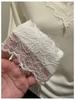 Korean Design V-Neck Lace Layer T-Shirt for Women - Slimming Long Sleeve Top for Spring, Autumn, Winter 2026