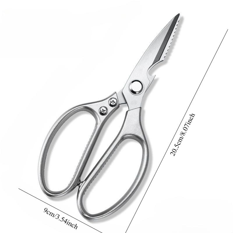 1pc Professional Stainless Steel Kitchen Scissors With Aluminum Alloy Handle - Perfect For Cutting Chicken Bones And More