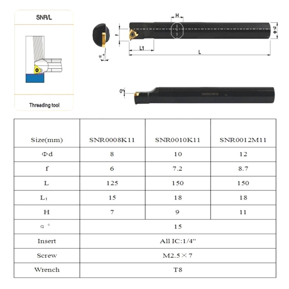 Turning Tool Holder SNR0008K11/SNR0010K11/SNR0012M11 Lathe Holder Tool With 11IR A60 Carbide Inserts