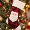Candy Storage Bags for Christmas Red Black Plaid Stocking, 3D Cartoon Santa/Snowman/Elk/Penguin Patterns Design, Decorative Socks Winter Holidays