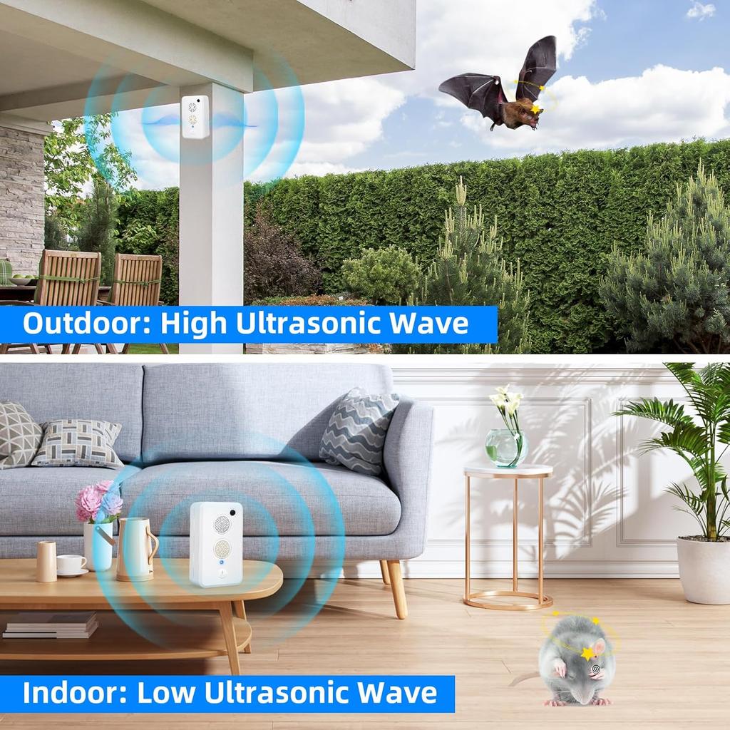 Ultrasonic Bat Repellent Devices for Attic Bat Deterrent Devices Keep Away Bats,Rechargeable Bats Repellents Indoor Outdoor Friendly To Human and Pet