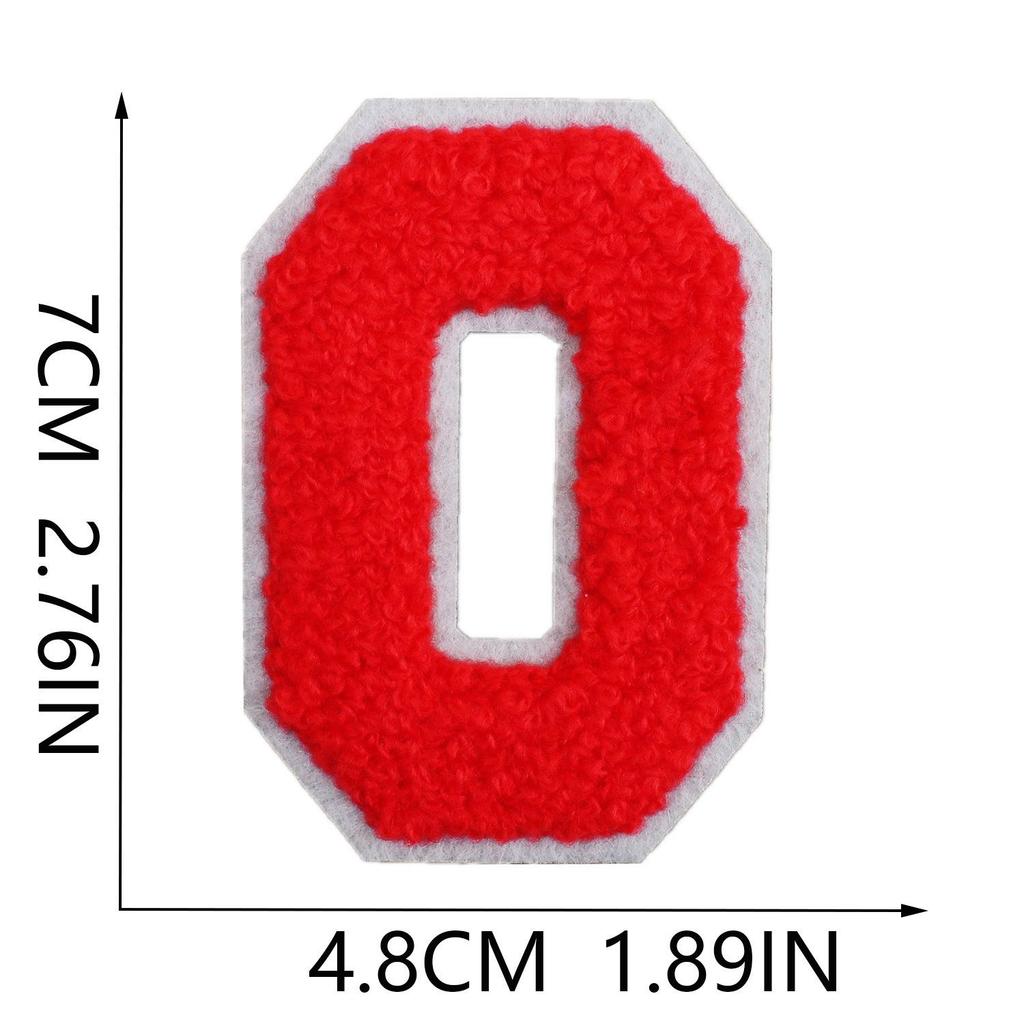 Roaring Sky 7cm Chenille Patch: Red Letters On White, A-Z Alphabet Bag Decoration.