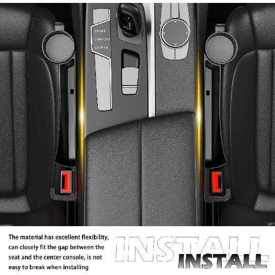 2025 New Car Seat Gap Filler Organizer,2PCS Multifunctional Car Side Seat Gap Filler With Cars Cup Holder&Hook,Universal In Between Cars Seats