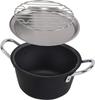 ERNEST Set Poêle à Tempura avec Écumoire et Mini Poêle à Frire en Fer Embossé Type Profond Kararipo Noir [Fabriqué au Japon] 3 Pièces (Tsubame-Sanjo) Couvercle, Poêle, (18cm),