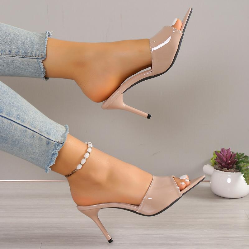 Fashion 2024 Fashion Women Slippers Stiletto Snake Print High Heels Slippers Flip Flops Pointed Toe Slides Party Shoes Woman 2024