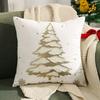 Reindeer Christmas Tree Gold Foil Printed Autumn Winter Pillow Cover Snowflake Embroidered Cushion Cover