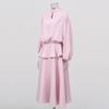Fashion Brand Suit Pink Loose Long-sleeved Top + Ruffled Skirt Two-piece Set
