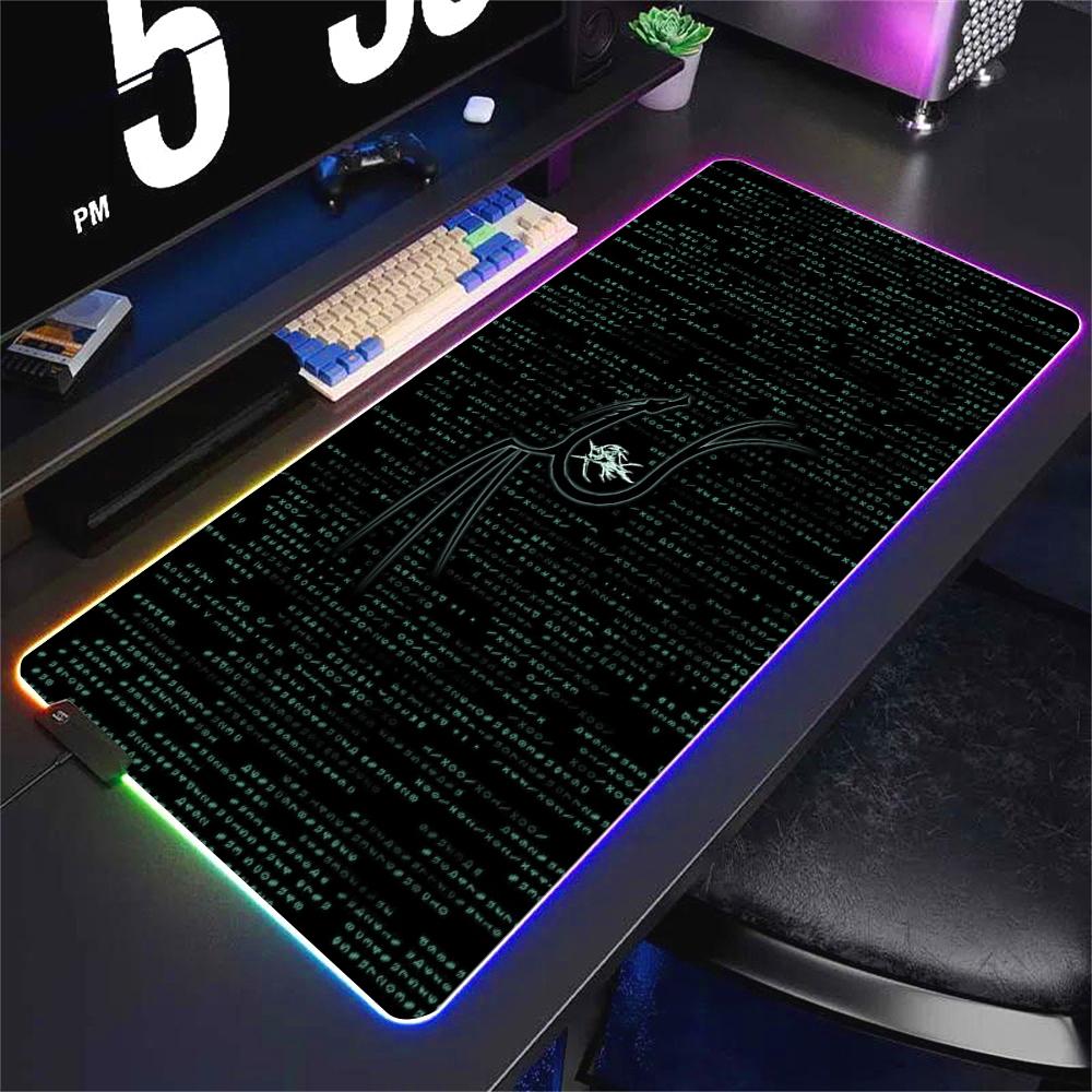 Deskmat Kali Linux Xxl Mouse Pad Gamer Rgb Pc Cabinet Gaming Accessories Keyboard Mousepad Anime Carpet Mats Large Computer Mat