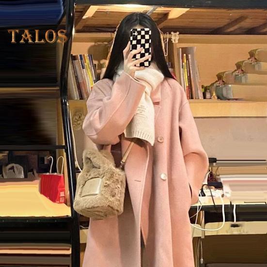 Kvinners ulljakke Langermet jakke med frontlommer Uformelt yttertøy kvinnelig overfrakk for høst og vinter daglig bruk