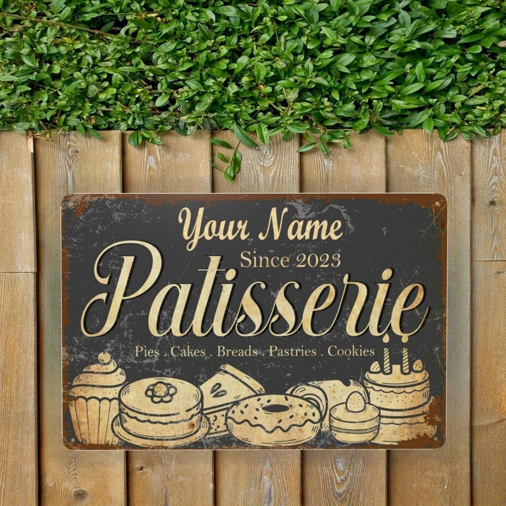 Personalized Vintage Patisserie Aluminum Metal Sign 30x20cm Home Wall Decor
