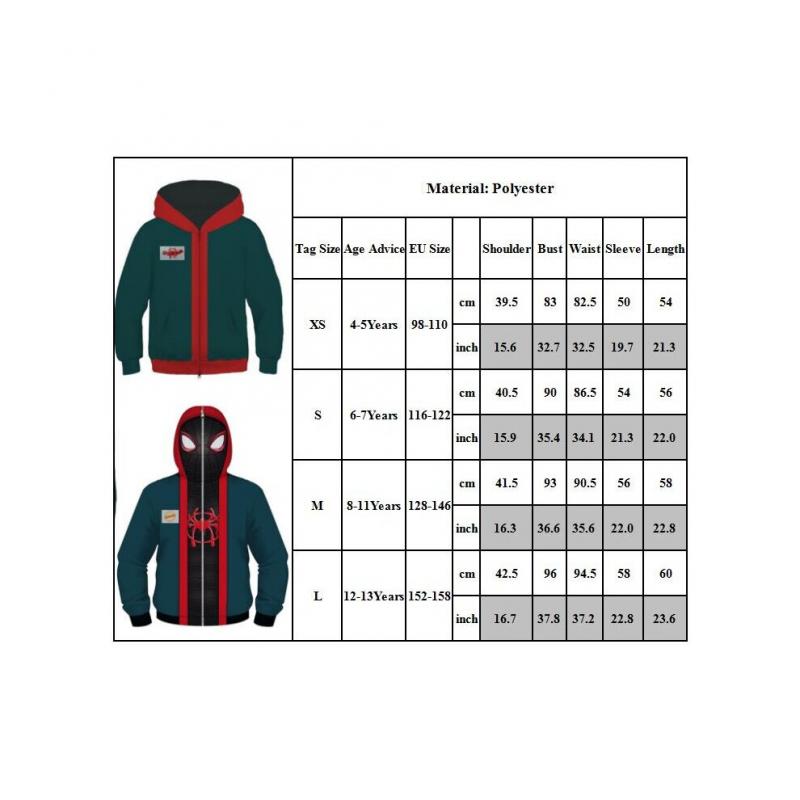 Children's Boys' Zipper Hooded Jacket Character Costume Halloween Jacket Long-Sleeve Jacket