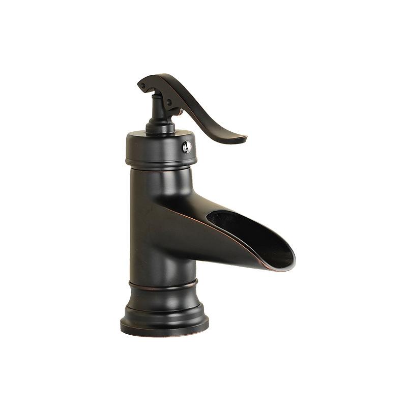 Antique Basin Faucets Black Bronze Waterfall Faucet Bamboo Bathroom Sink Taps Single Lever Hot and Cold Water Mixer Taps