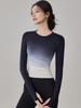 Women's Gradient Long Sleeve Running & Yoga Top - Slim Fit, High-End Athletic Wear for Autumn/Winter