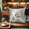 1 Stück Schlafender Bichon Frisé Aufdruck Kissenbezug, Geeignet für Sofa, Schlafzimmer, Wohnzimmer, Ein Herzerwärmendes Geschenk für Hundeliebhaber.