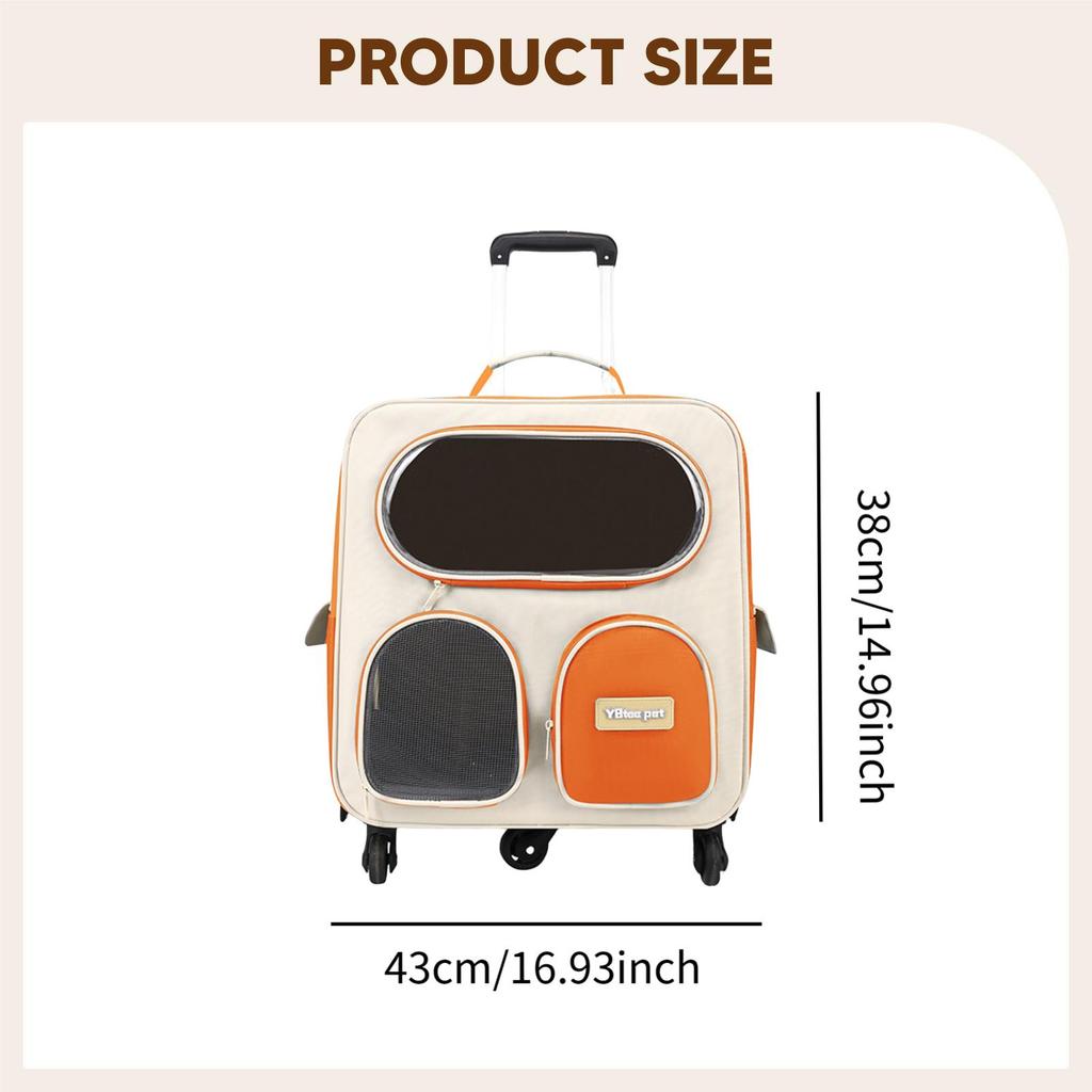 Cat Carrier Backpack with Wheels Portable Pet Trolley Cases Suitcases Large Capacity Dog Cat Outdoor Bag Pet Stroller Cat Travel