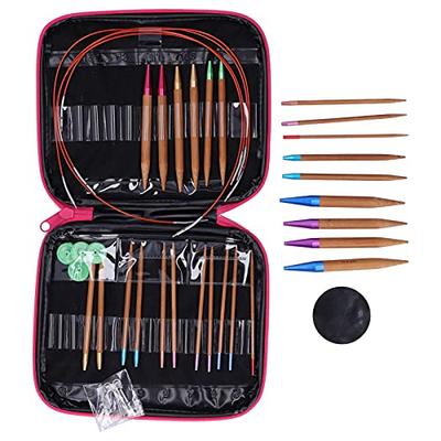 Bamboo and Circular Needle Set for Sweater Knitting, Hand Knitting Tools, Handmade Tools with Storage Bag, for Beginners, Crochet, Yarn Knitting, Swea