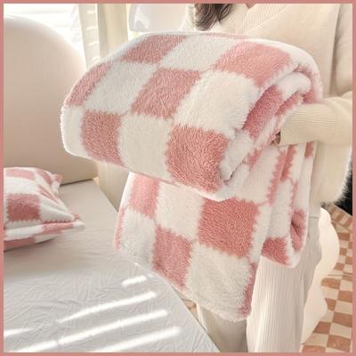 1pcs Soft Warm Checkerboard Flannel Taffeta Thickened Polyester Blanket  Nap Sofa Throw Gift Air Conditioner Decorative Blanket