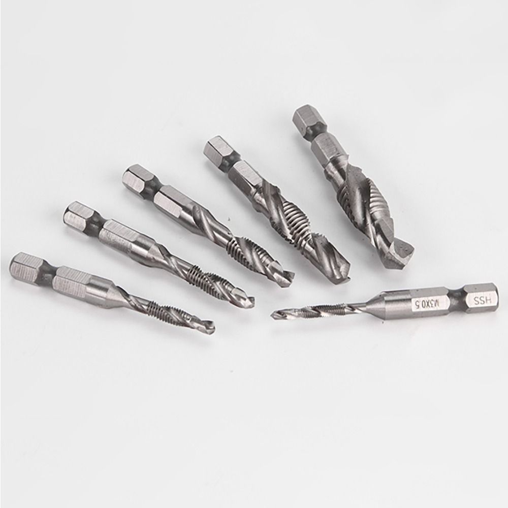 Hex Shank Titanium Plated Screw Thread Bit Metric Tap Drill Bits Screw Machine Compound Tap M3 M4 M5 M6 M8 M10 Hand Tools