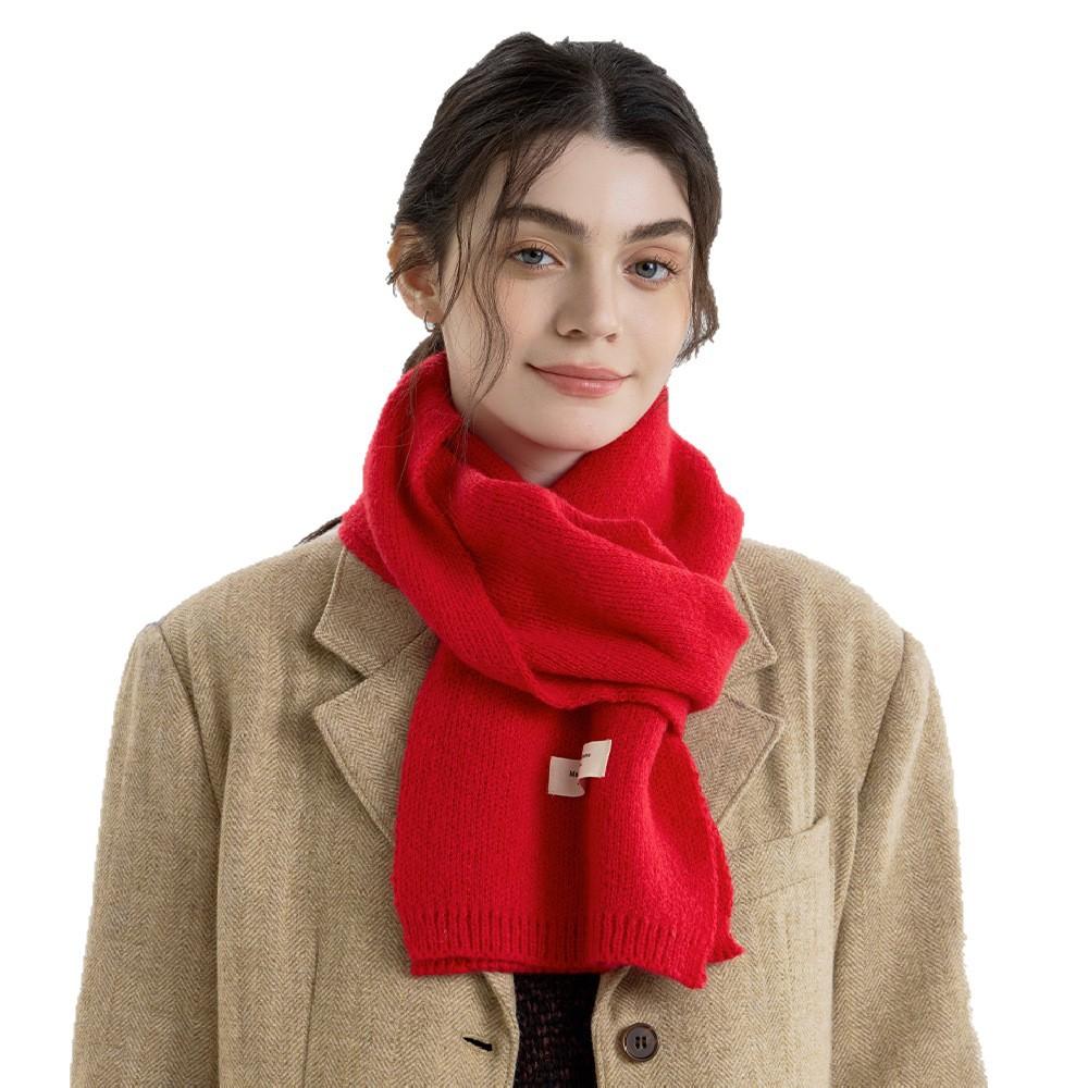 New Winter Versatile Solid Color Knitted Scarf Women's Autumn and Winter Wool Men's and Women's Couples Scarf with Shawl