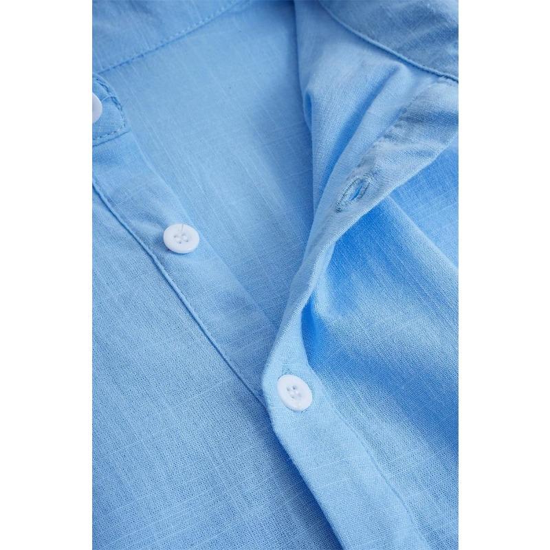 Spring and Summer Men's Solid Color Lapel Shirt Casual Fashion Long-sleeved Shirt Top