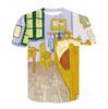 Summer Oil Womens Printing 3d Painting Masterpiece Pattern Fashion Oneck Short Sleeve Trendy Loose Personality Plus Size Top