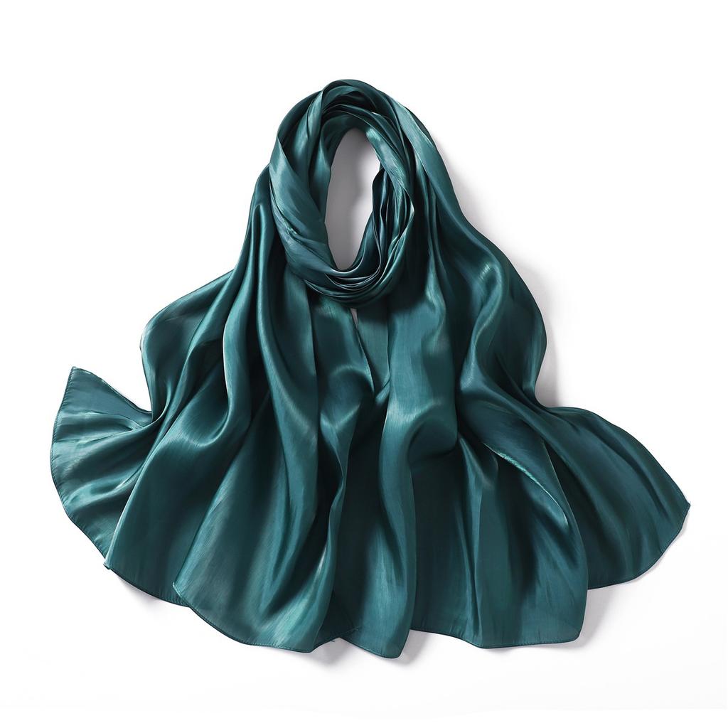 Neuer Sommer Glänzender Satin Damen Schal Mädchen Einfarbig Sonnenschutz Schals Weicher Foulard Schal Lässige Herbst Damen Wickelschals