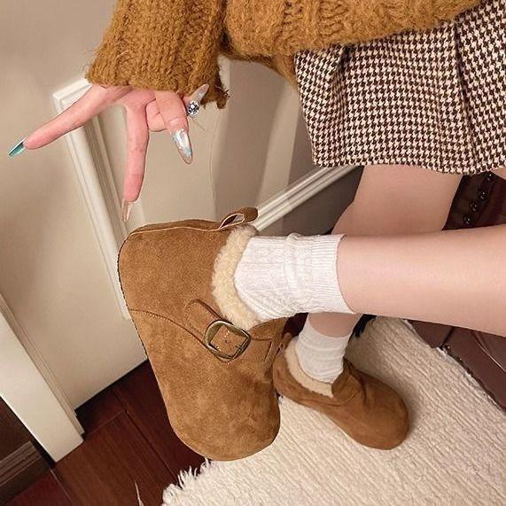 Autumn and winter new popular comfortable velvet Birkenstock cotton shoes women's fashion versatile warm women's cotton shoes